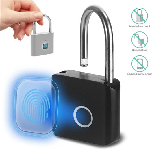 Cadenas Intelligent Biométrique Empreinte Digital, Verrou Porte Sécurisé sans Clé, USB Rechargeable, Étanche